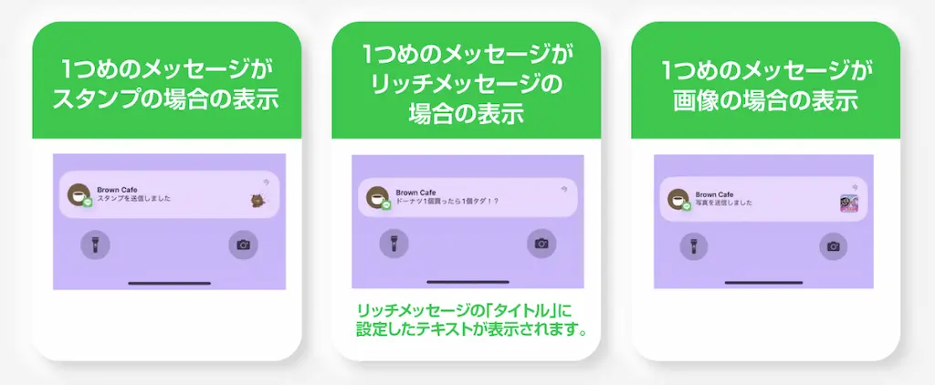 LINEメッセージのプッシュ通知の見え方